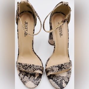 Just Fab Heeled Snake Print Sandal